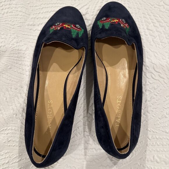 Talbots EUC Ryan Blue Suede RED TRUCK Christmas Holiday Flats Shoes Women's 8 M - Picture 16 of 16